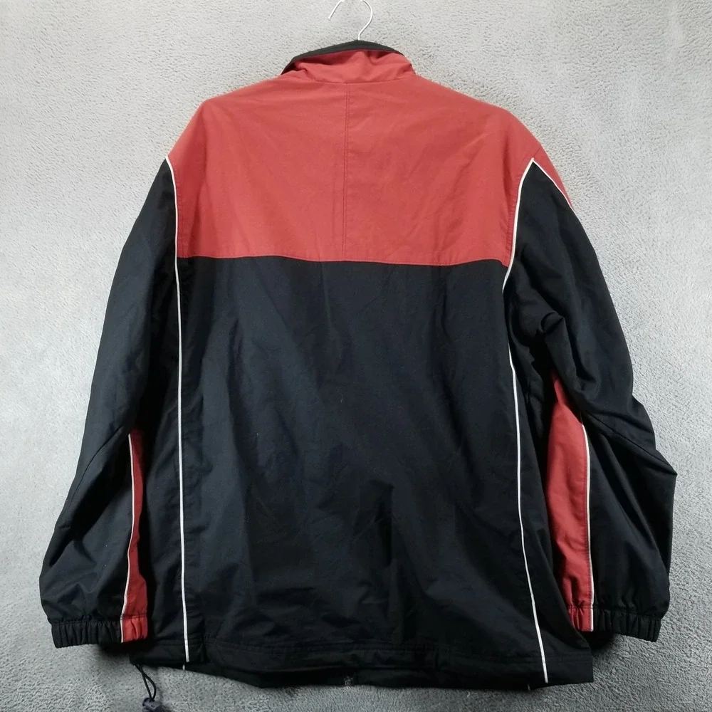 Nike Jacket Mens L Black Red‎ Windbreaker Lined Full Zip Track Athletic Y2K